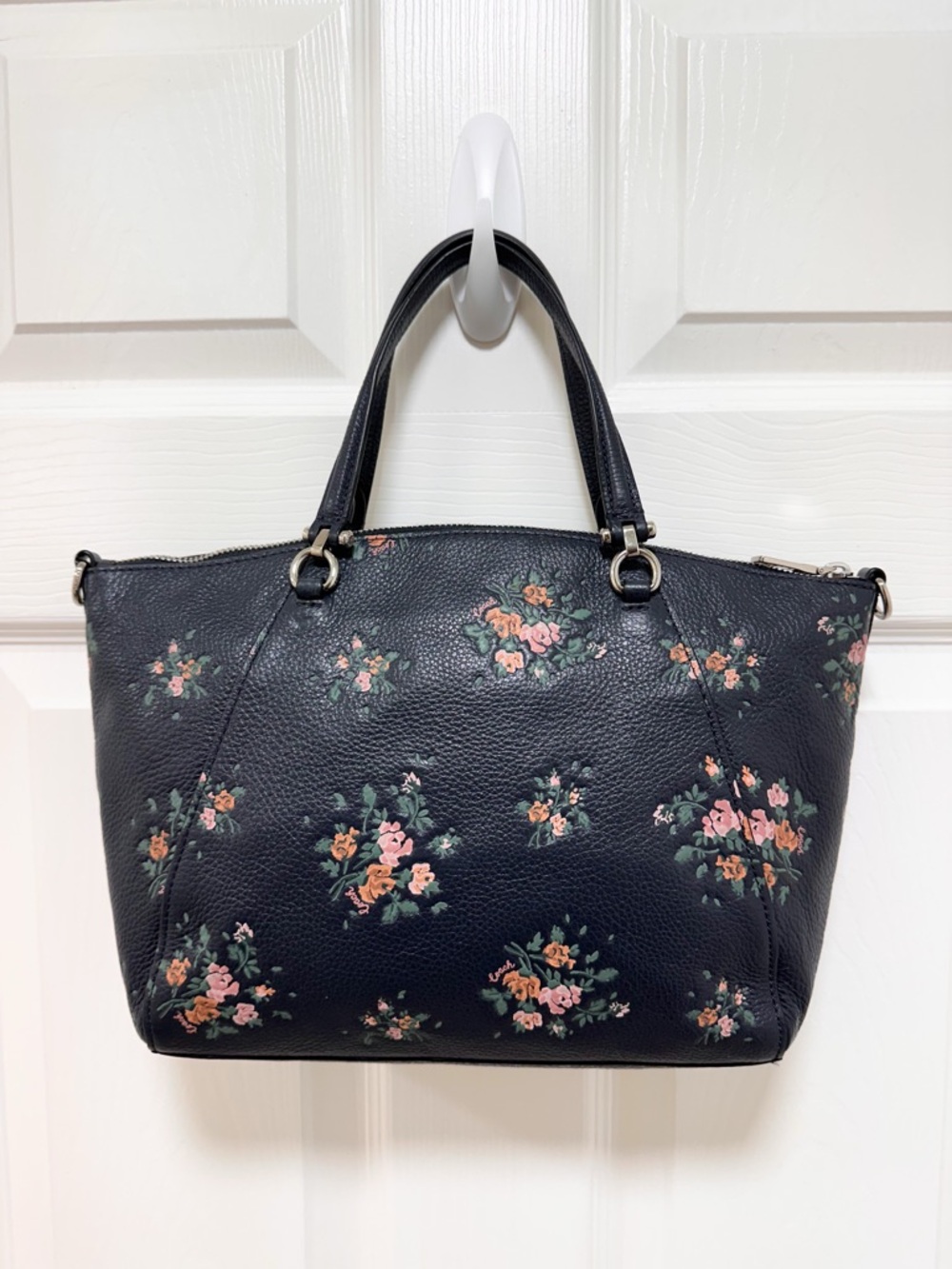Coach Prairie Satchel Crossbody Rose Bouquet Midnight Floral Leather - Picture 5 of 14